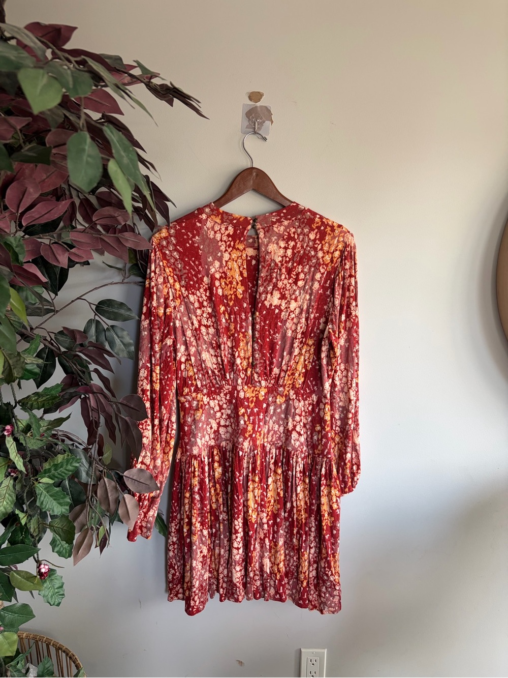 Free People Red Floral Puff-Sleeve Mini Dress - Picture 5 of 5